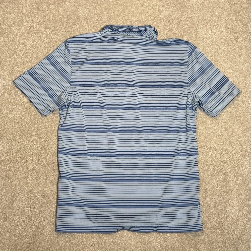Vineyard Vines Polo Shirt Mens Large Blue Performance Whale Logo Stripe Golf - Picture 6 of 6